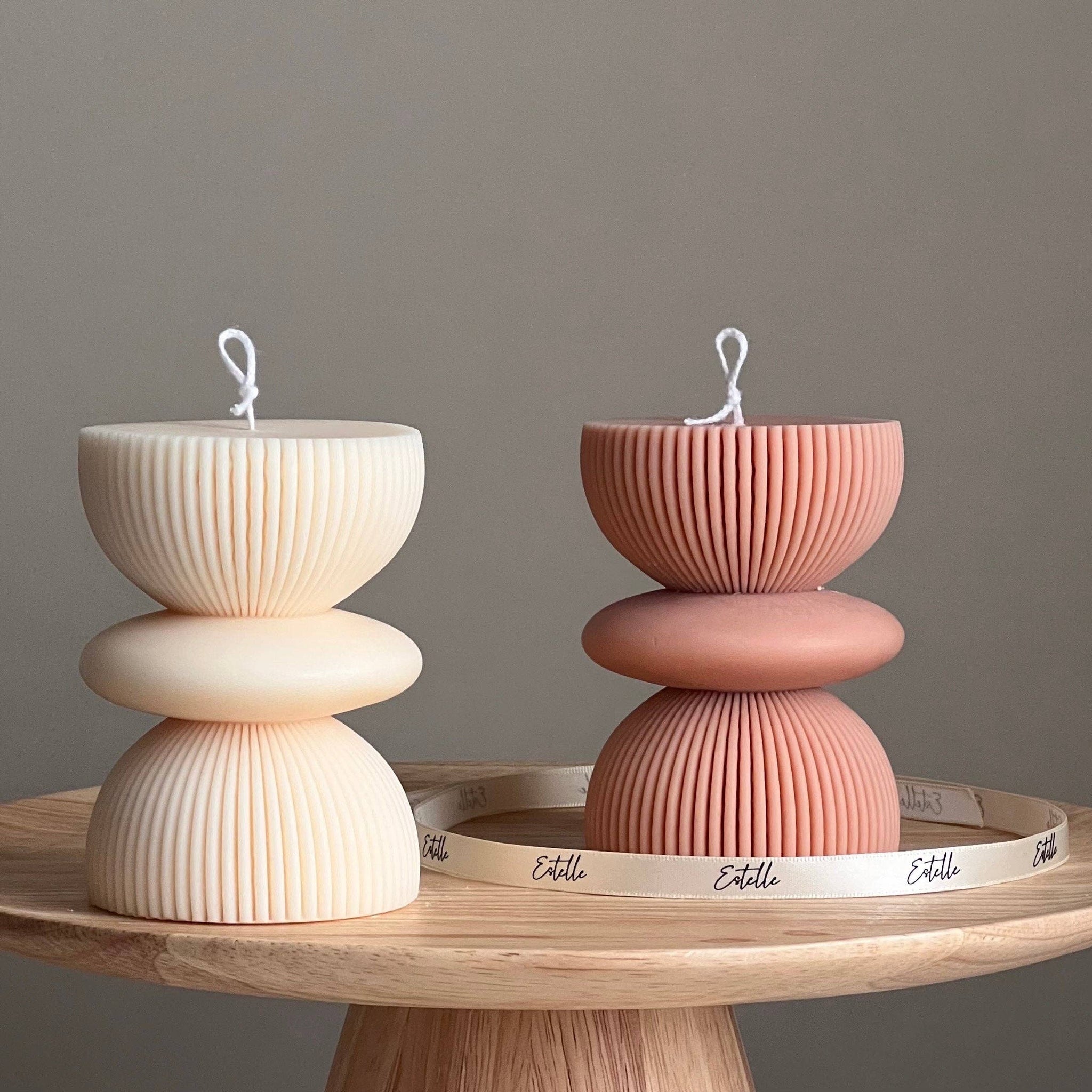 Geometric Pillar Candle: Cream / Vanilla&Cashmere *