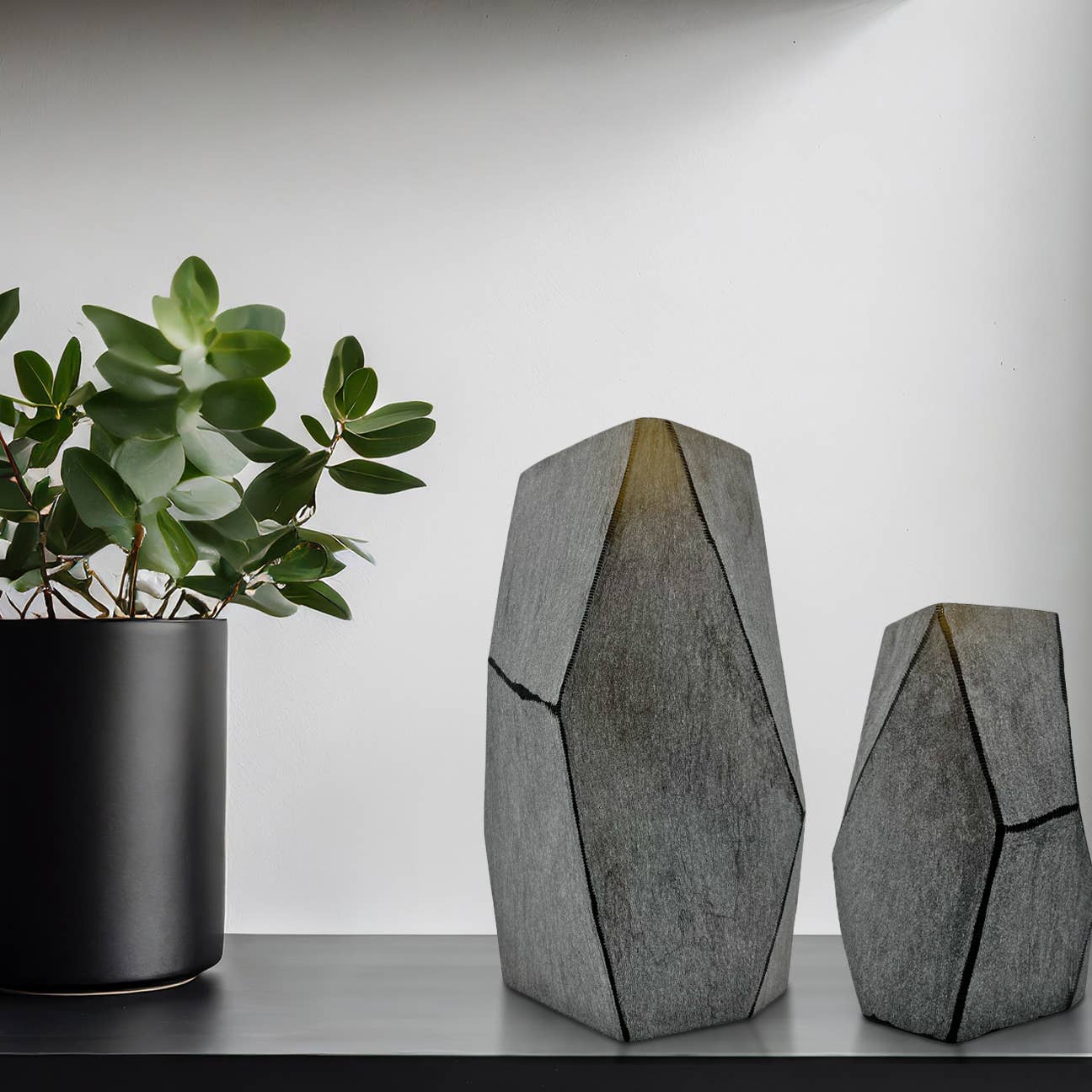 Decorative Handmade Glass Modern Vase in Grey: Large (13 in height) *