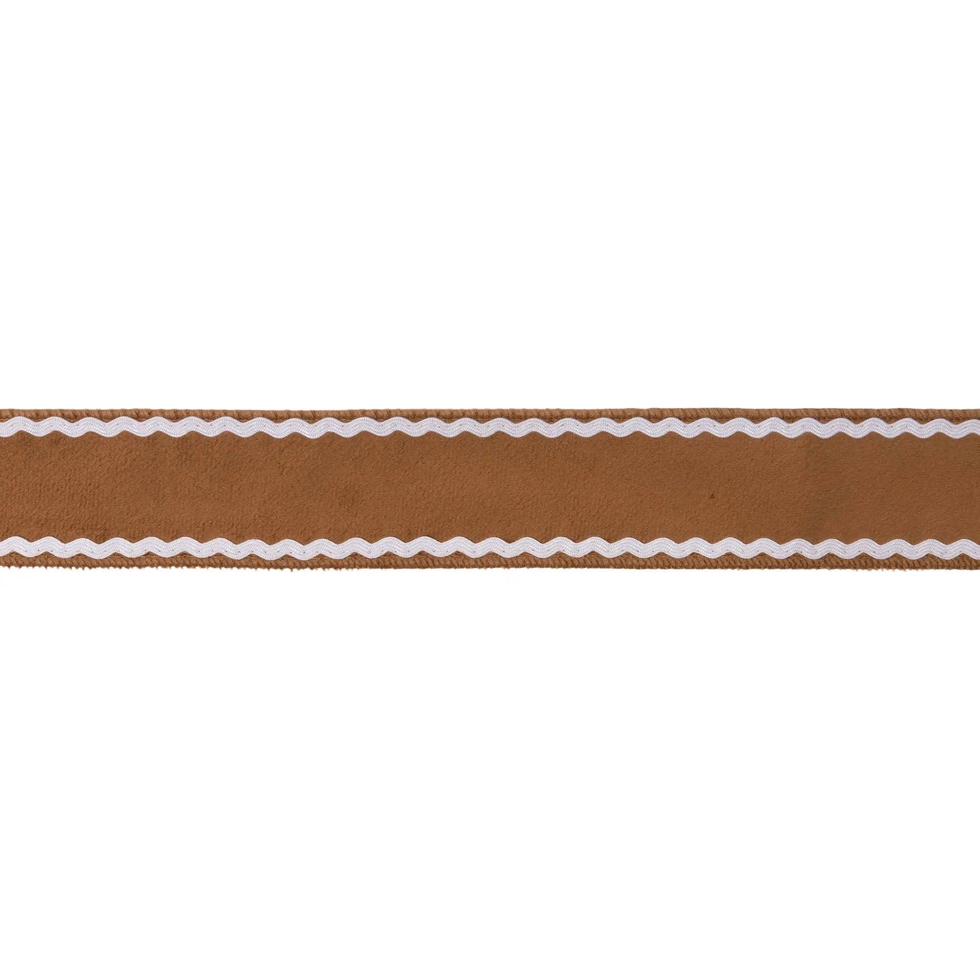 1 1/2" Wired Velvet Ribbon | Gingerbread w/ White Backing | 10 Yard Roll