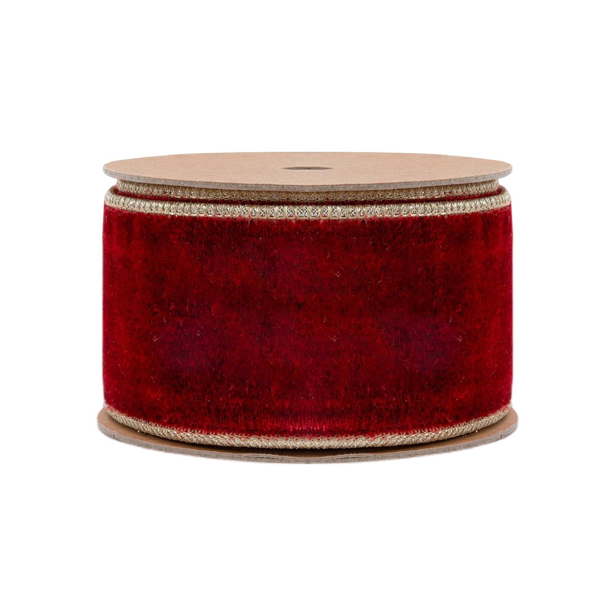 Premium Red Velvet Ribbon with Gold Metallic Backing