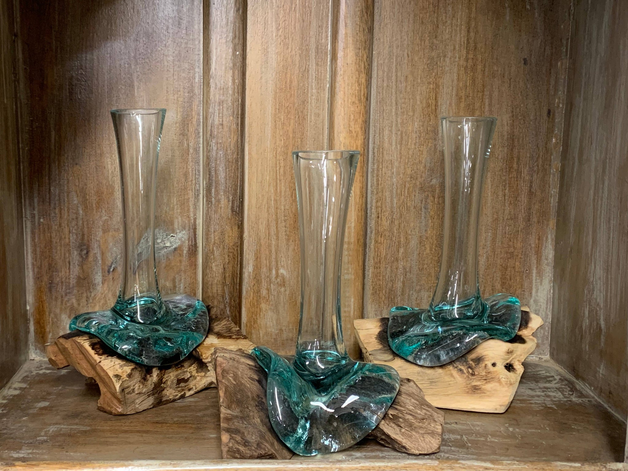 Flower Bud Vase-Driftwood & Glass *