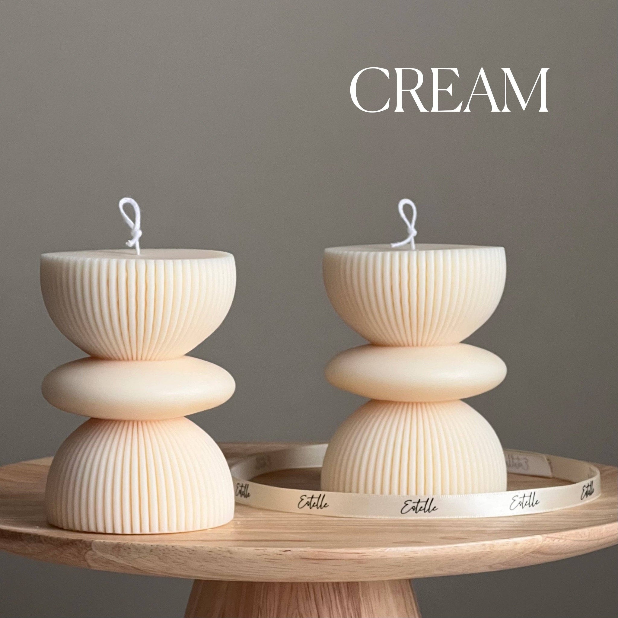 Geometric Pillar Candle: Cream / Vanilla&Cashmere *