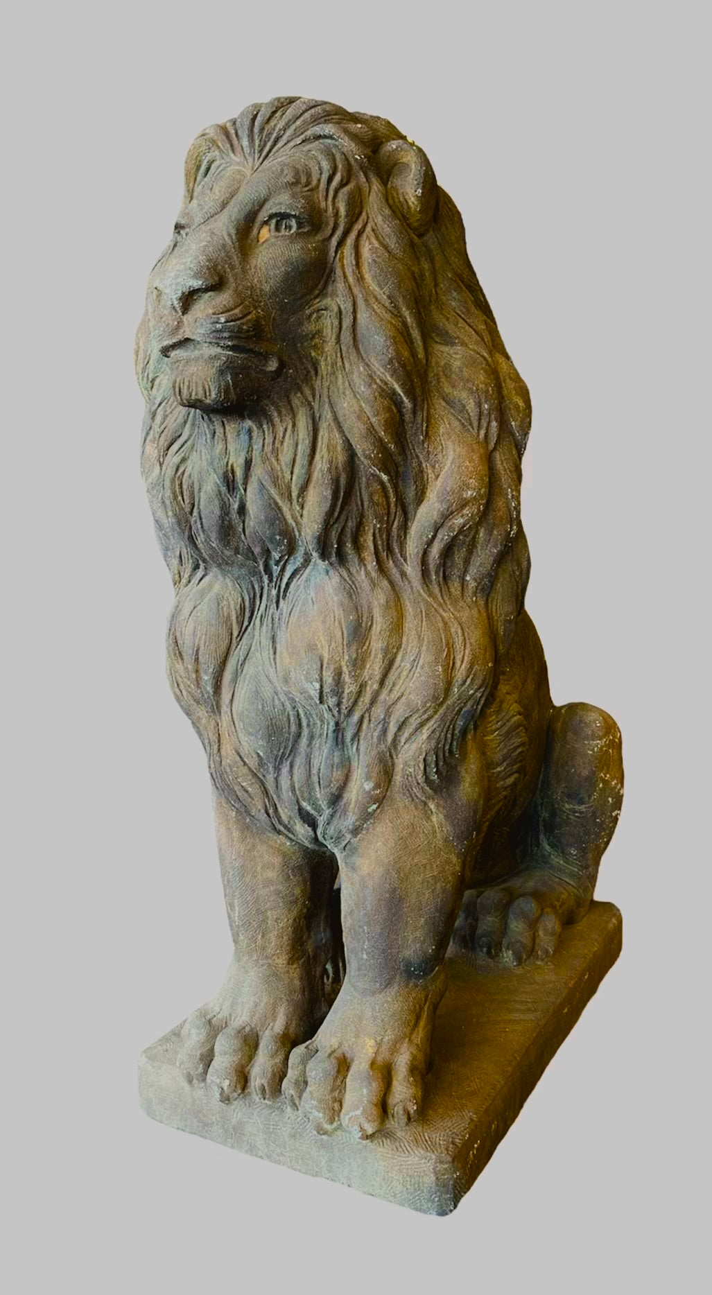 Two Large Vintage Stone Lions Set of 2
