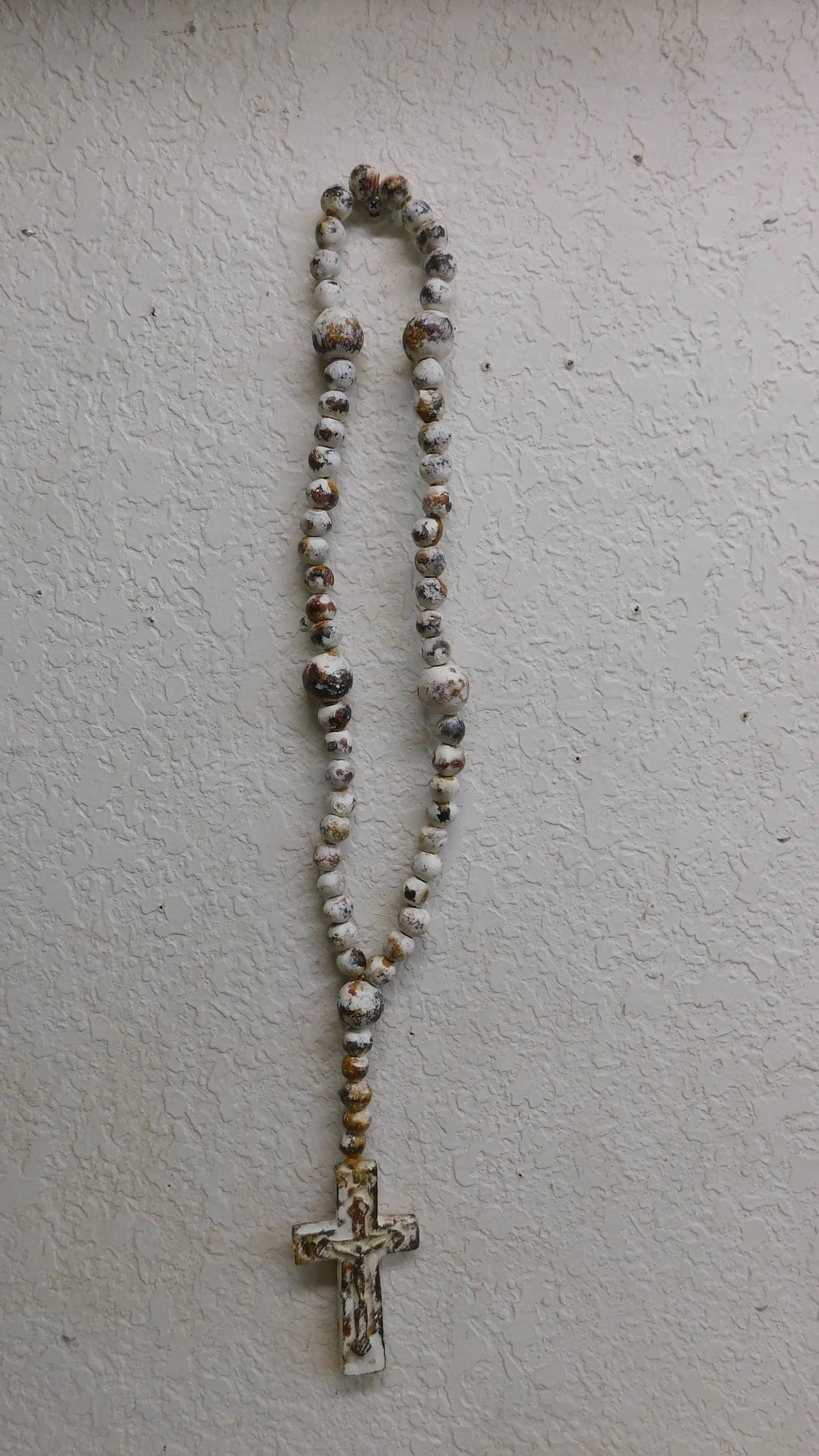 Trinity Clay Rosary 17-23 inches-Shabby White