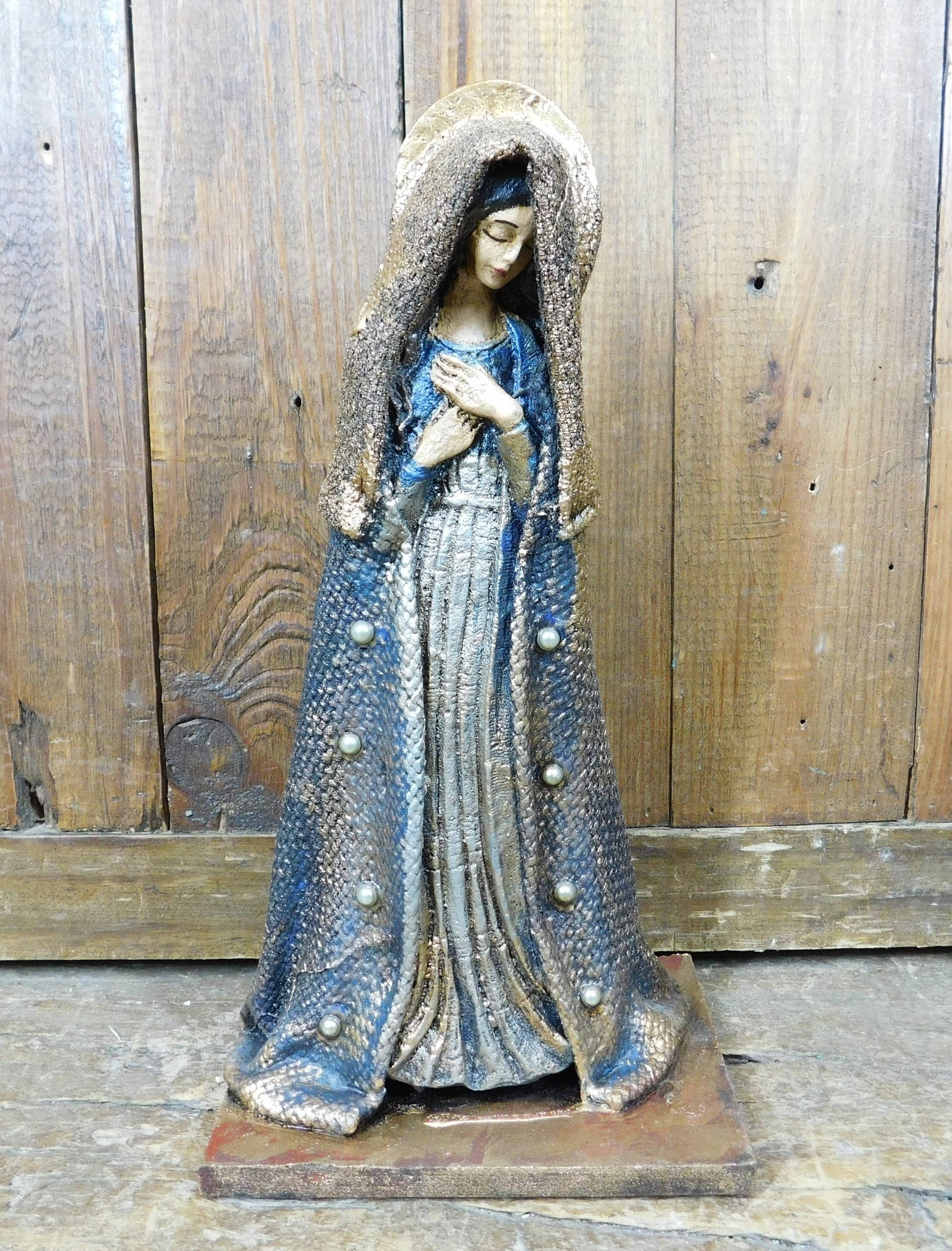 Our Lady of Guadalupe Sculpture-Madonna-Religious-Silver