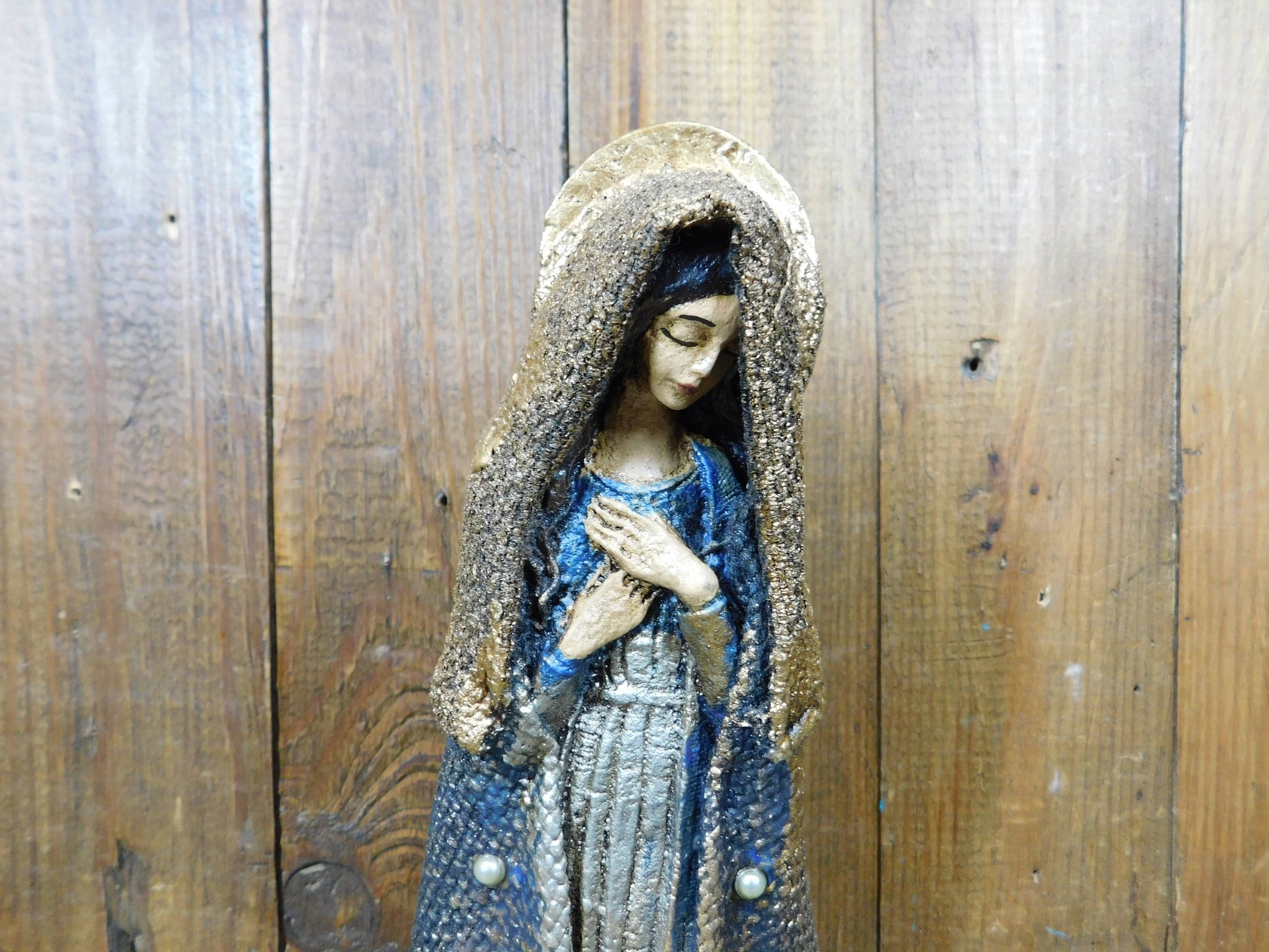 Our Lady of Guadalupe Sculpture-Madonna-Religious-Silver
