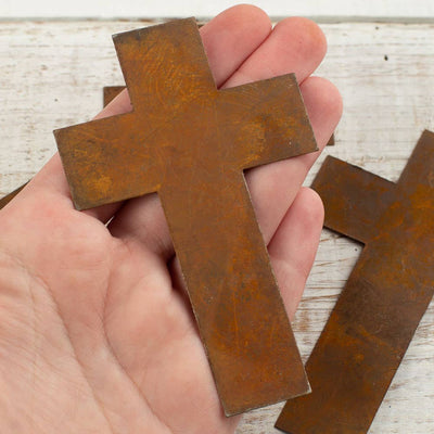 4" Primitive Rusty Tin Crosses (Package of 50 pieces)