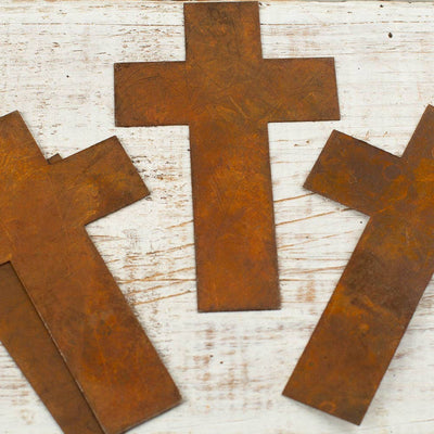 4" Primitive Rusty Tin Crosses (Package of 50 pieces)