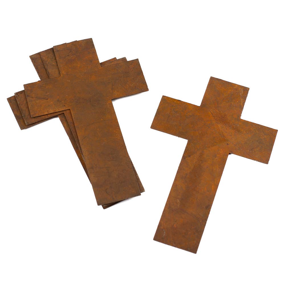 4" Primitive Rusty Tin Crosses (Package of 50 pieces)