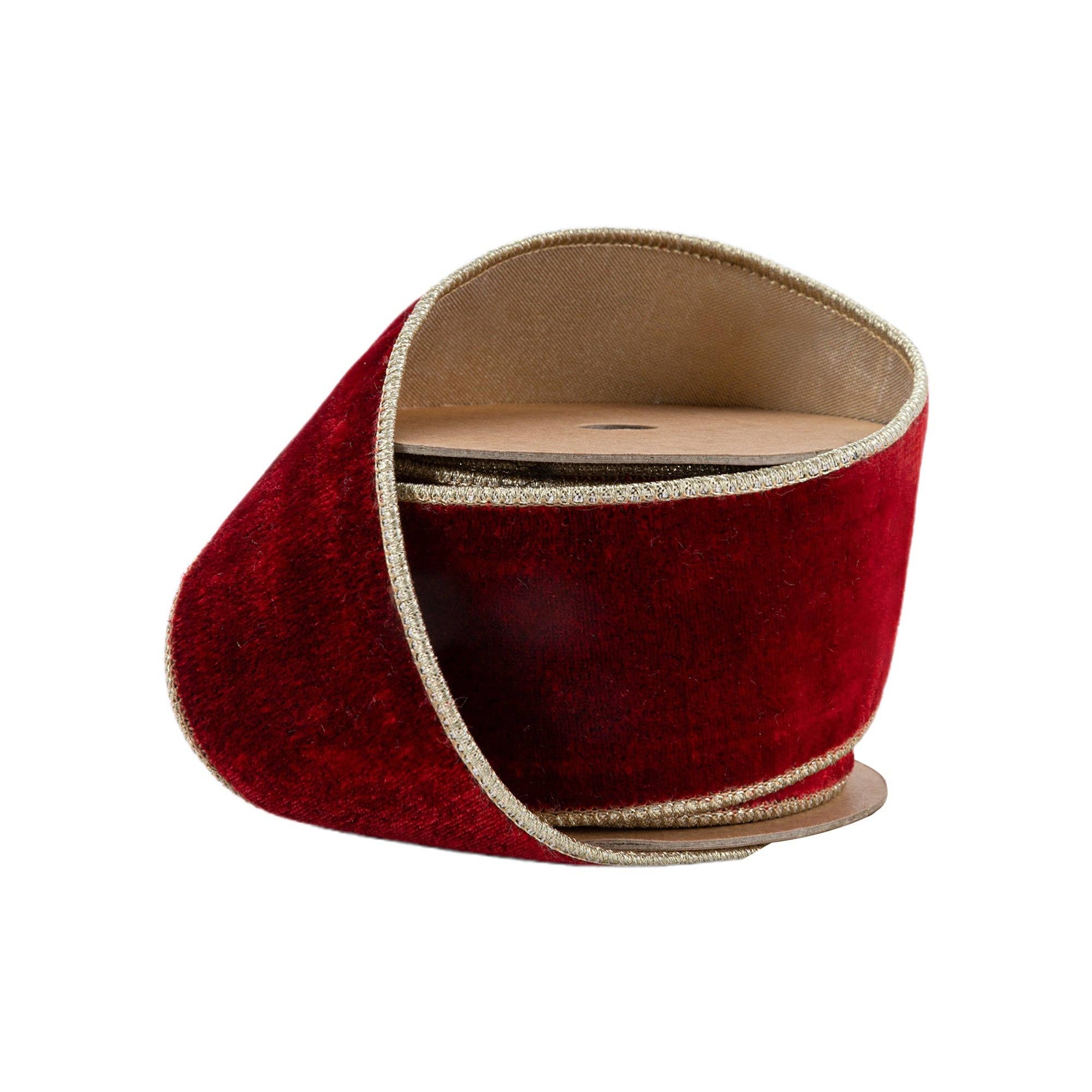 Premium Red Velvet Ribbon with Gold Metallic Backing