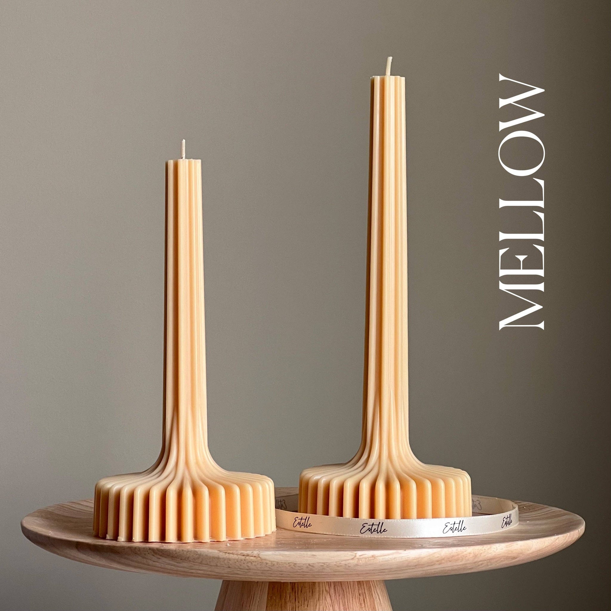 Elegant Stripe Vase Candle: Cream / Set of 2 *