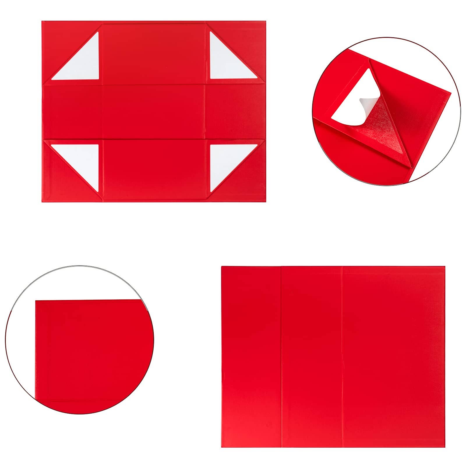 14" x 9" x 4.3" Collapsible Gift Box w/ Magnetic Square Flap Lid | Red