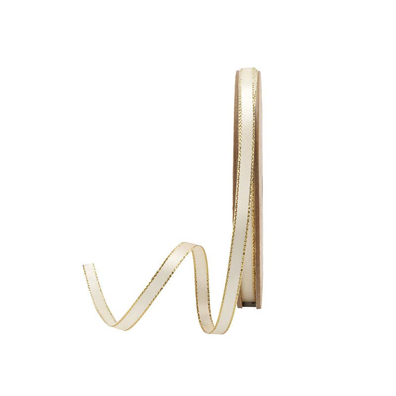 1/4" Metallic Edge Satin Ribbon | Yellow/Gold | 25 Yard Roll