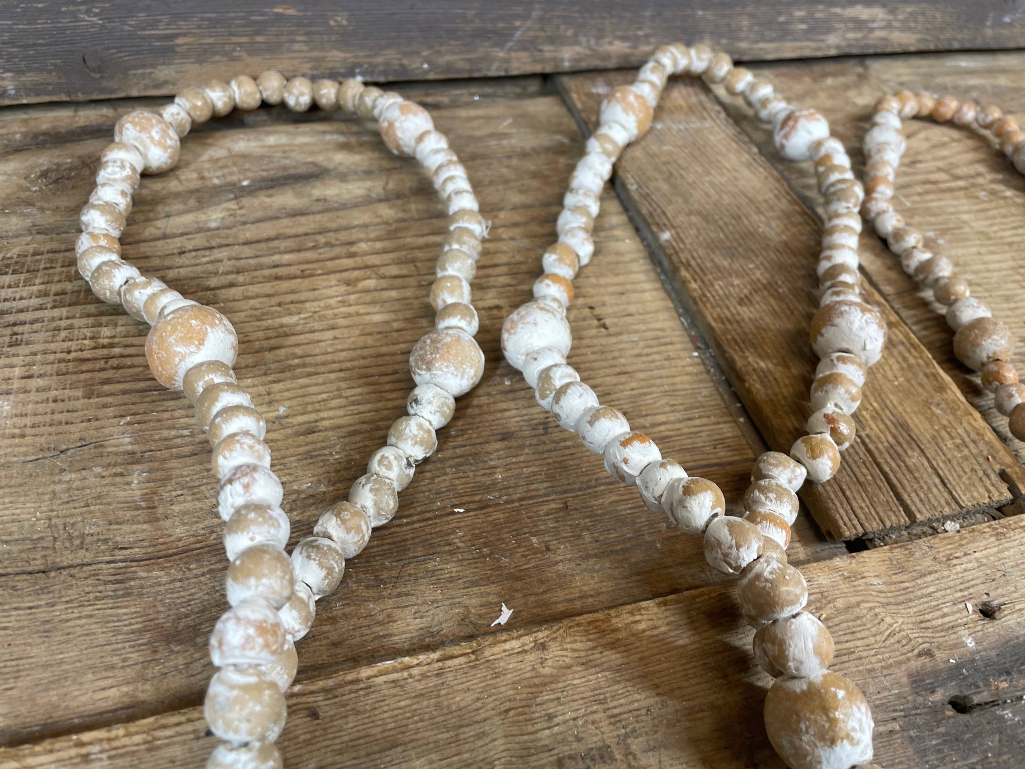 Trinity Clay Rosary 14-18 inch-White Washed