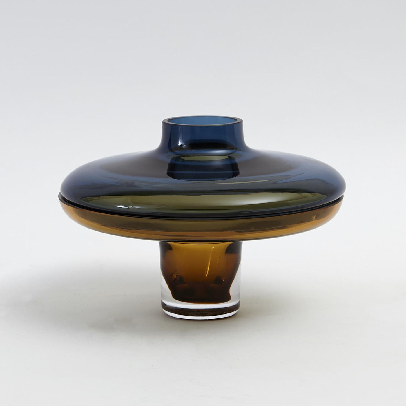Low Cobalt Over Amber Vase-Sm