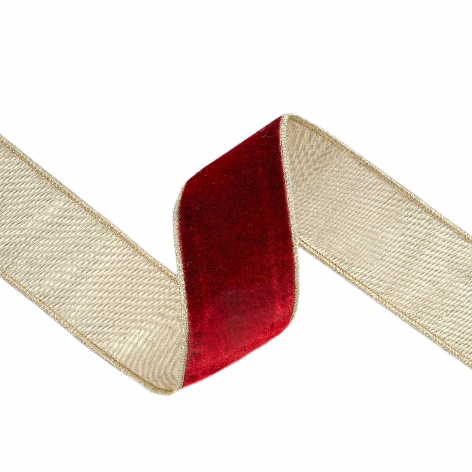 Premium Red Velvet Ribbon with Gold Metallic Backing