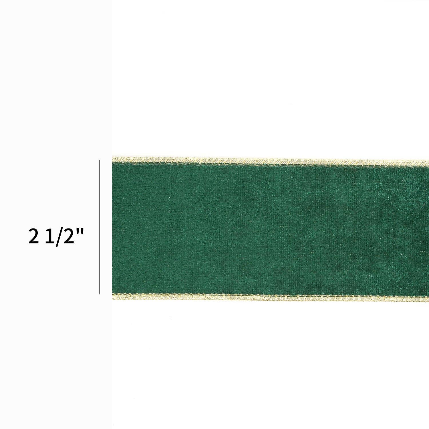 2 1/2" Reversible Velvet/Lurex Wired Ribbon | Green/Gold | Ammons Home Decor