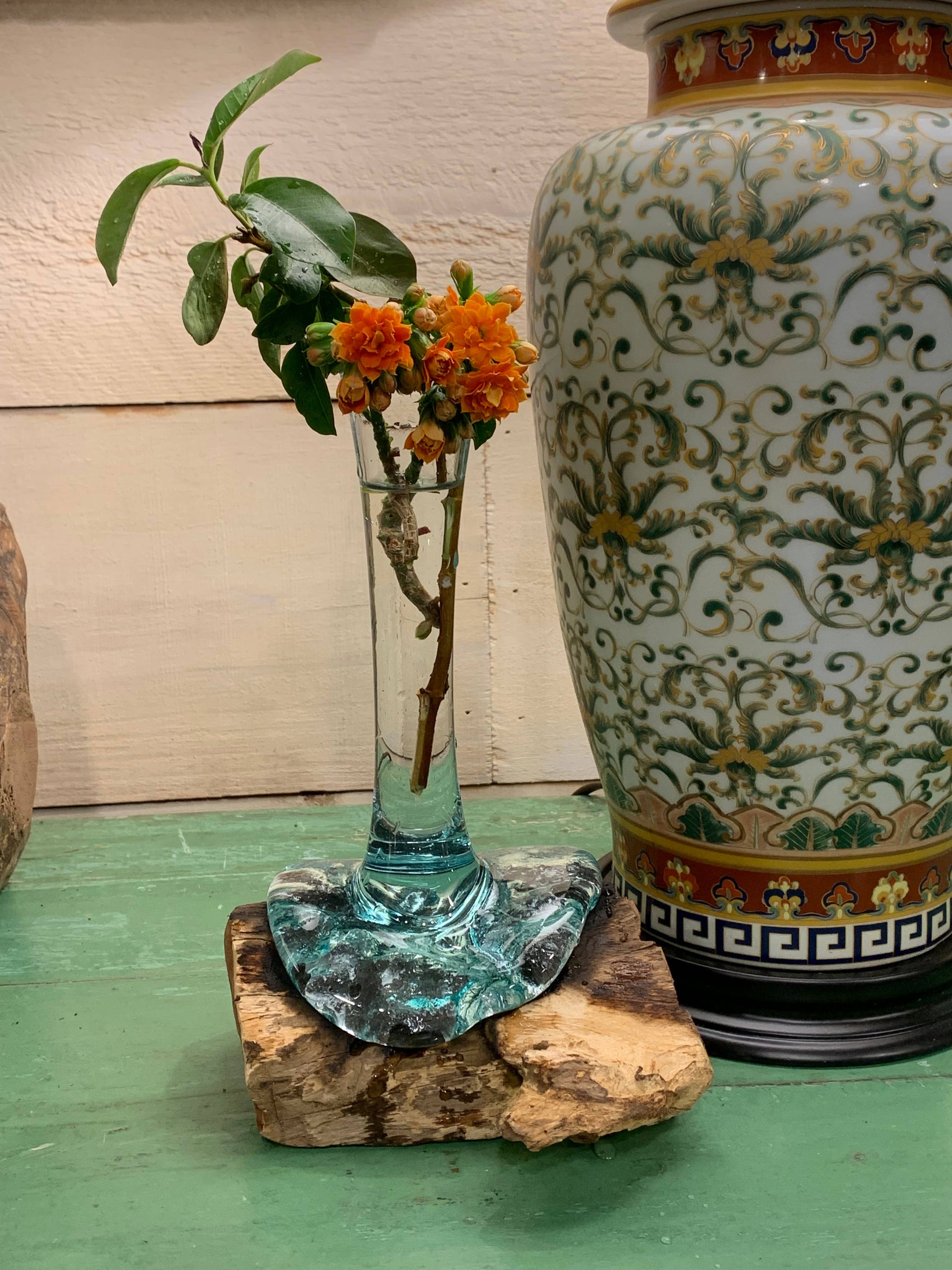 Flower Bud Vase-Driftwood & Glass *