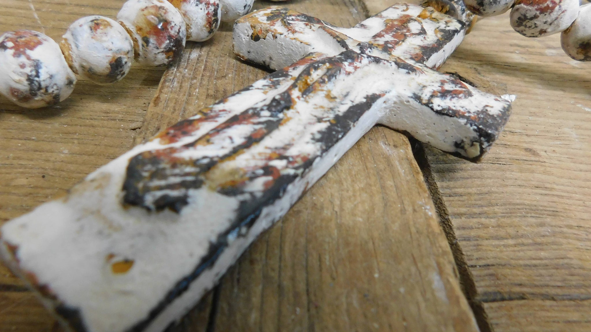Trinity Clay Rosary 17-23 inches-Shabby White