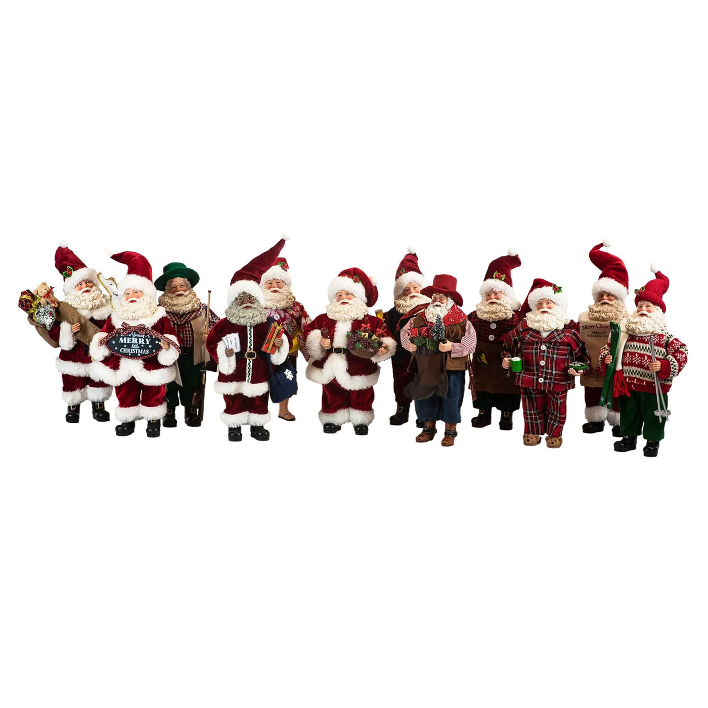 CLOSEOUT 12In Standing Santa - 6 Assorted: 50%FABRIC;45%PLASTIC;5%CERAMIC / Christmas