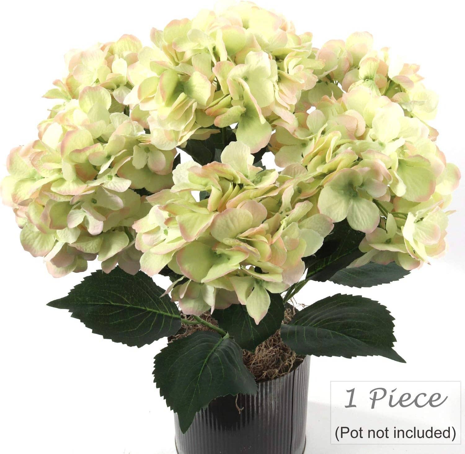 Hydrangea Silk Flowers Plant, Green Pink