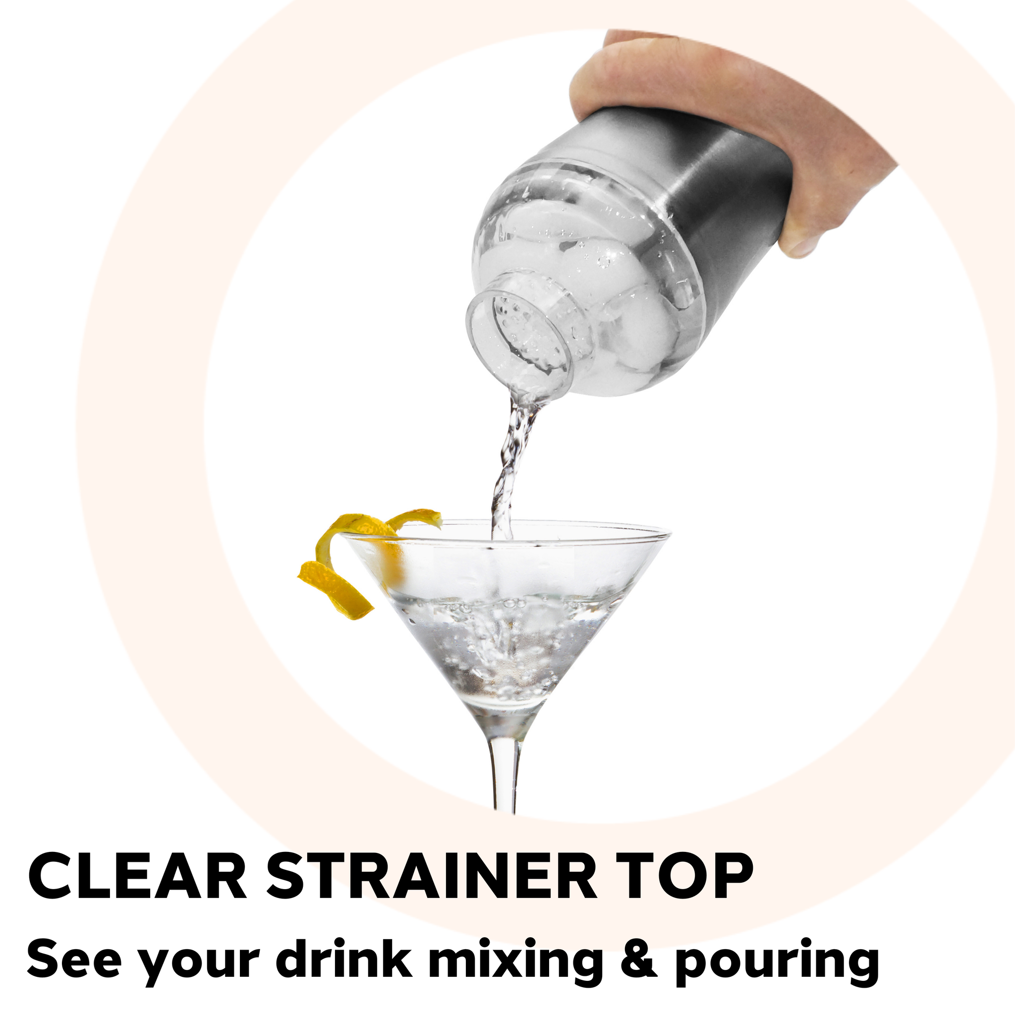 Groove Double Wall Cocktail Shaker (17 oz) Gray *