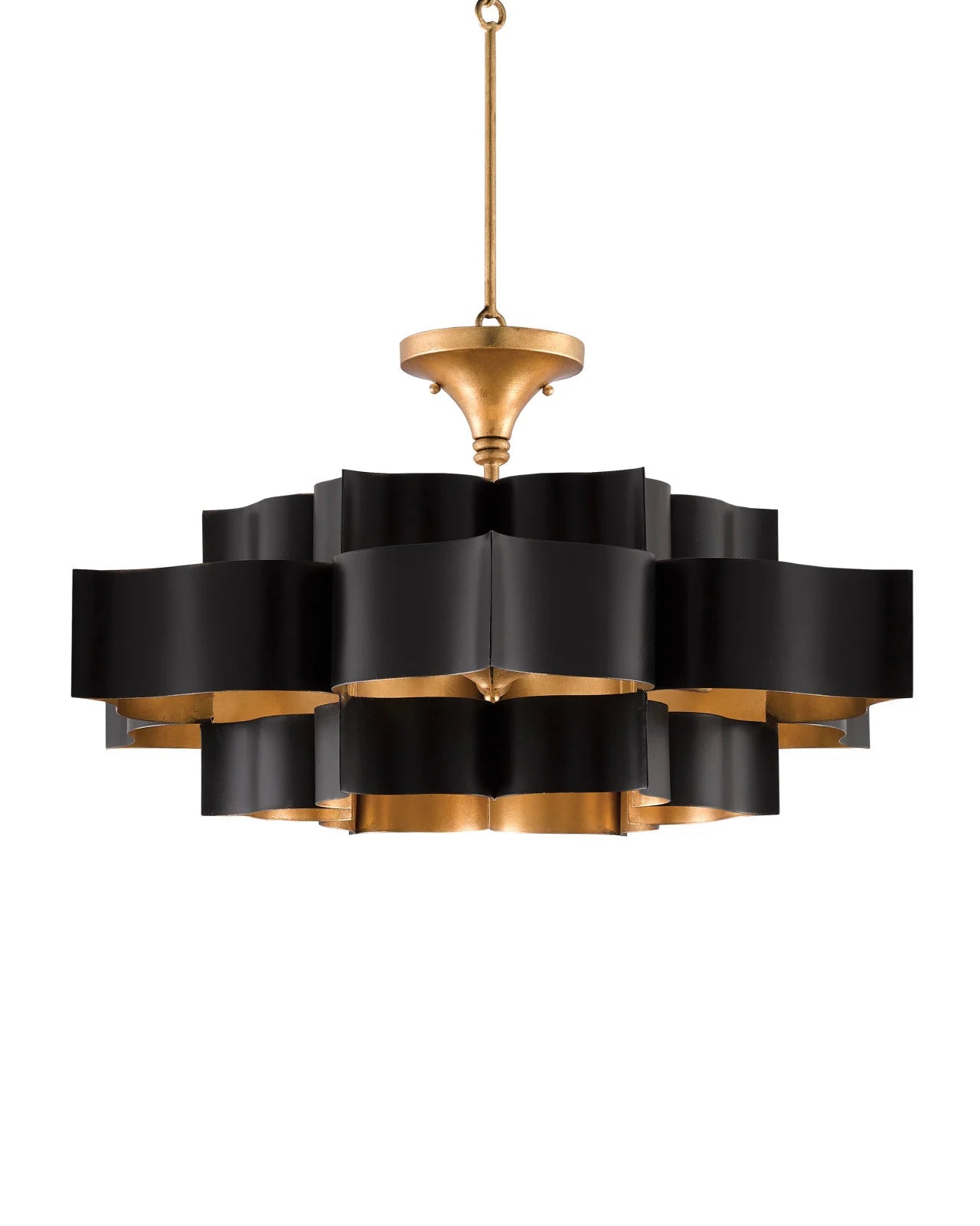 Grand Lotus Large Black Chandelier by Currey & Co.