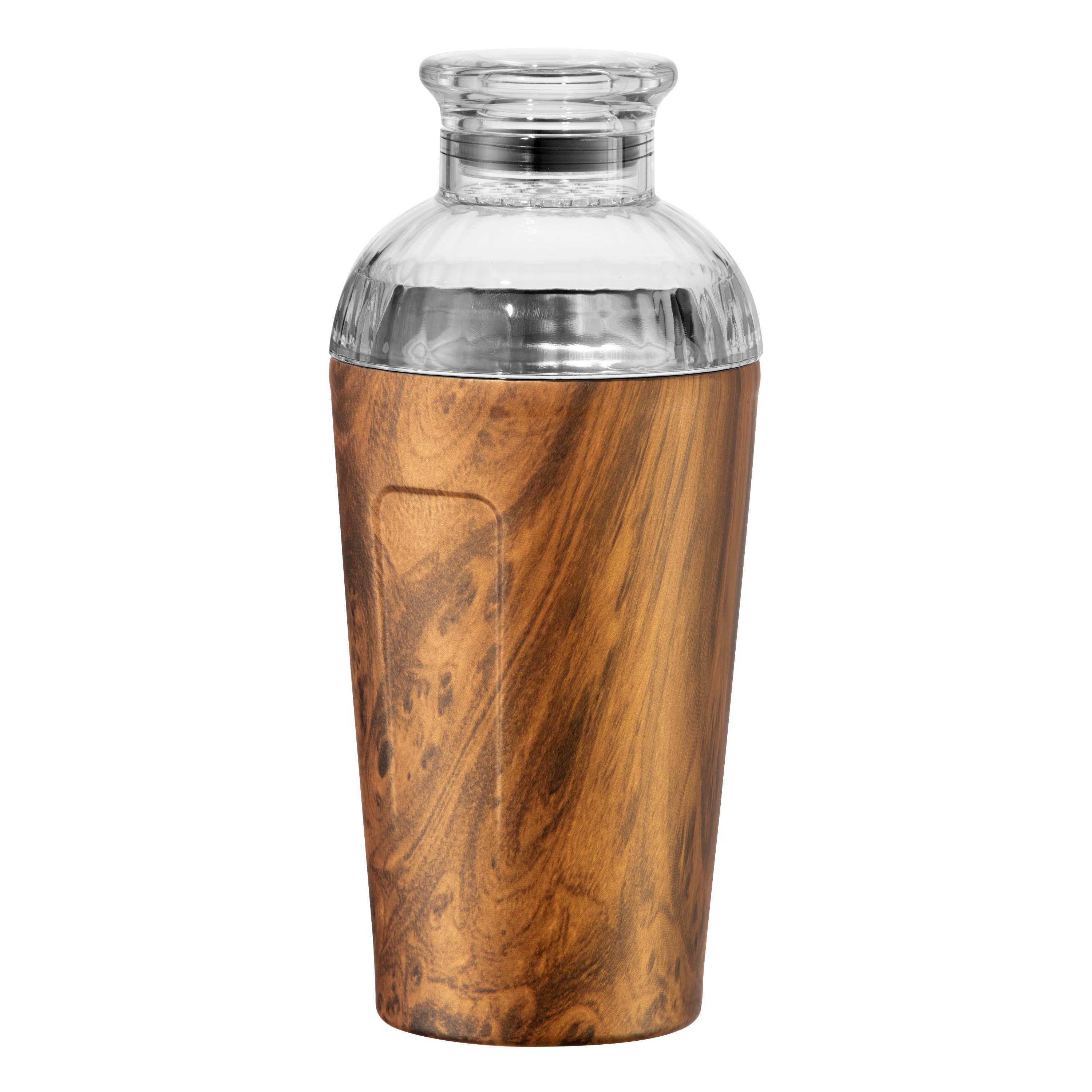 Groove Double Wall Cocktail Shaker (17 oz) Woodgrain * – Ammons