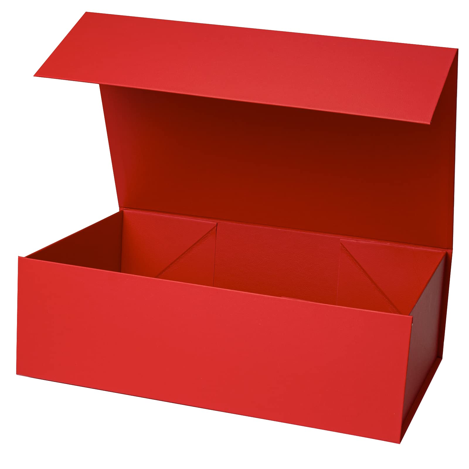 14" x 9" x 4.3" Collapsible Gift Box w/ Magnetic Square Flap Lid | Red