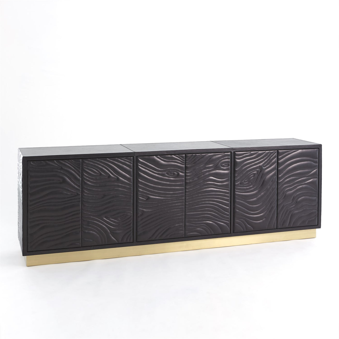 FOREST LONG CABINET-CHARCOAL LEATHER by Global Views