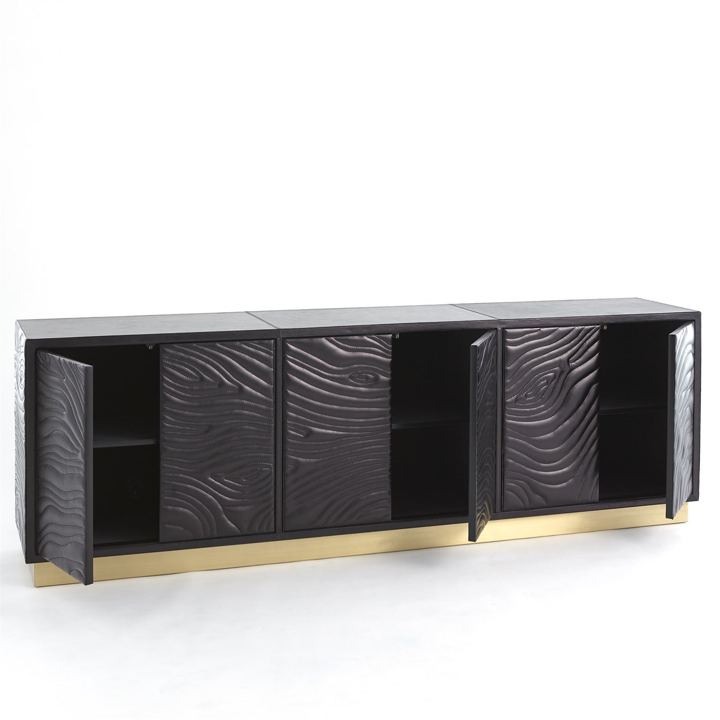 FOREST LONG CABINET-CHARCOAL LEATHER by Global Views