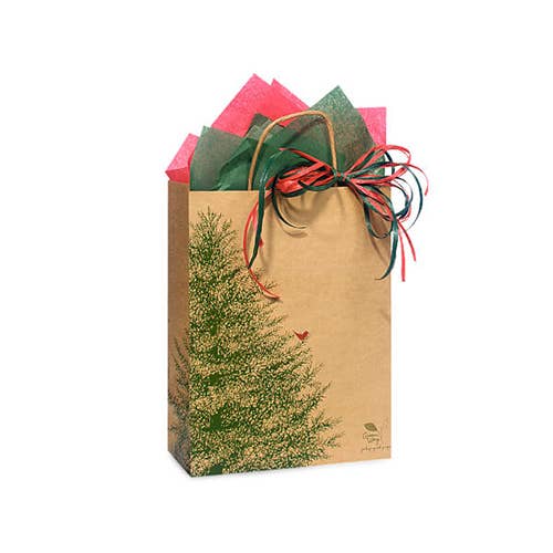 Evergreen Tree Christmas Paper Gift Bags: 250 Pack / Vogue 16x6x12"