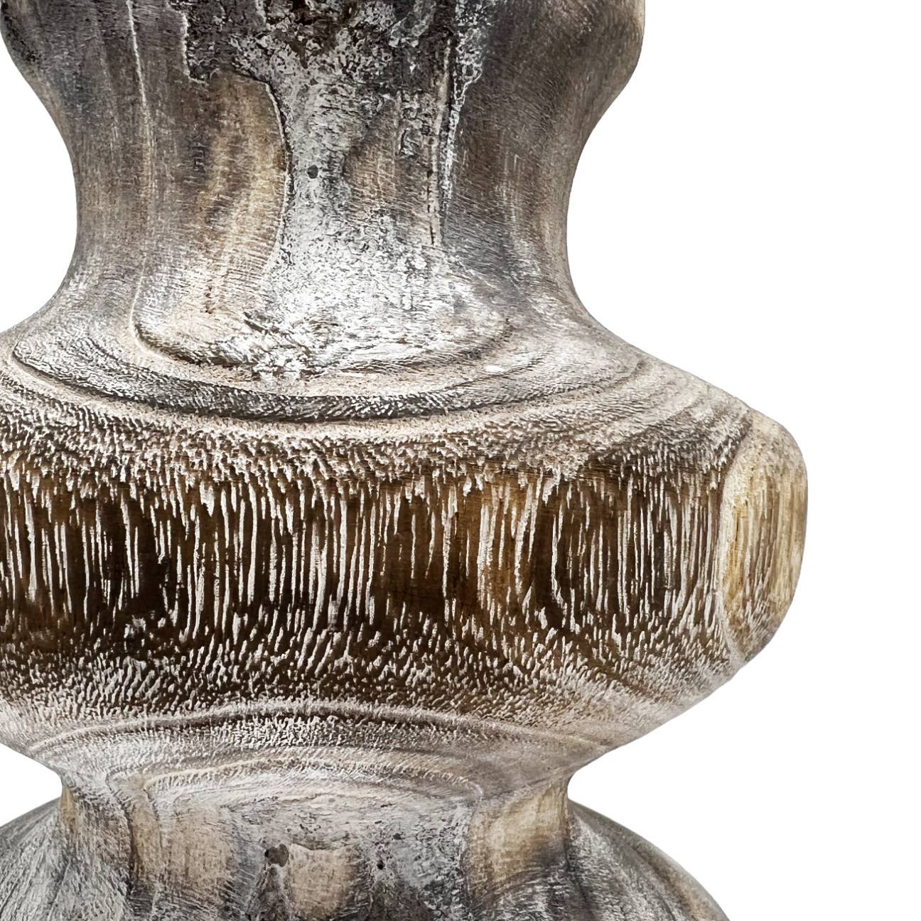 12" High Decorative Wood Vase In Brown *