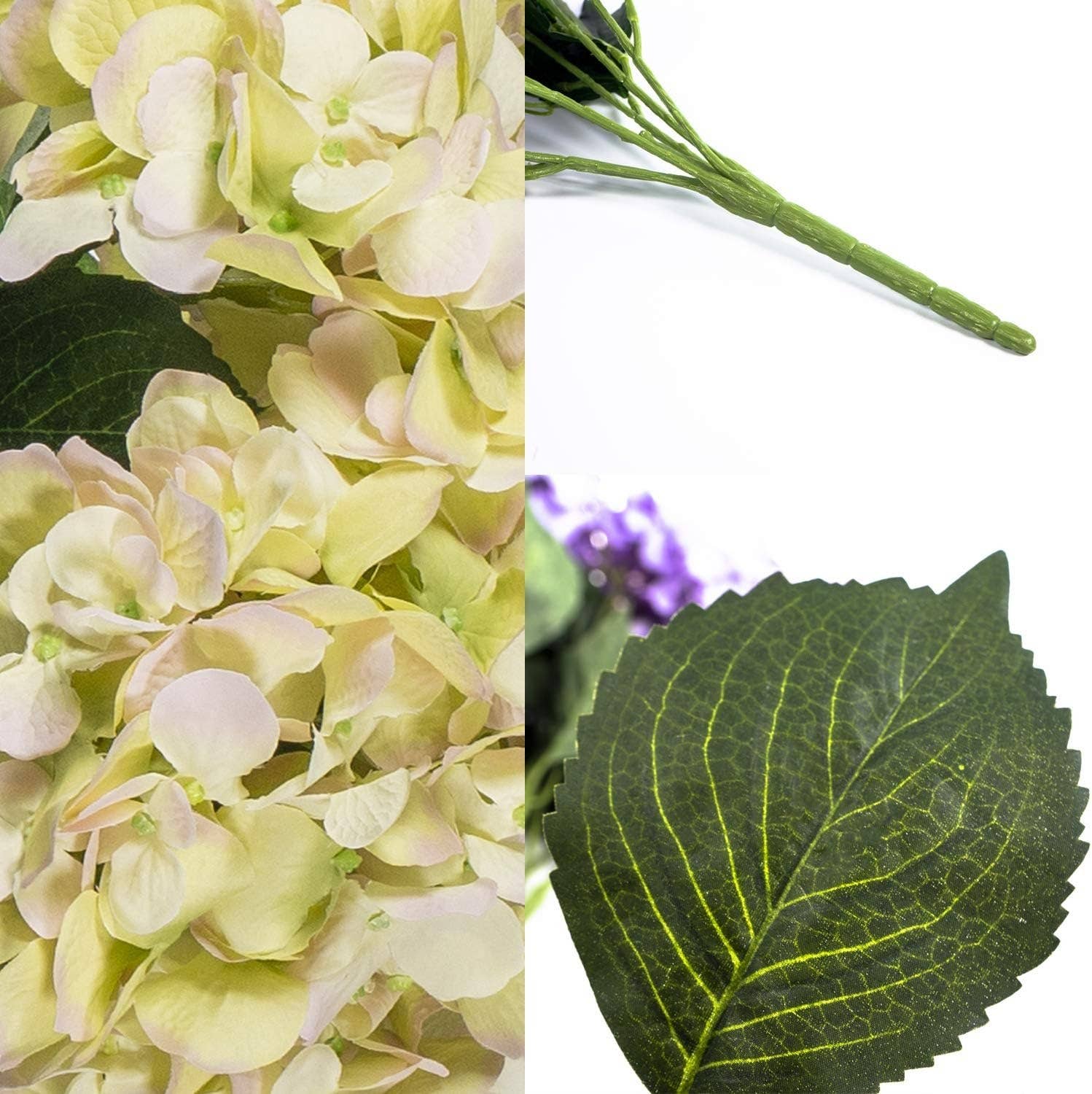 Hydrangea Silk Flowers Plant, Green Pink