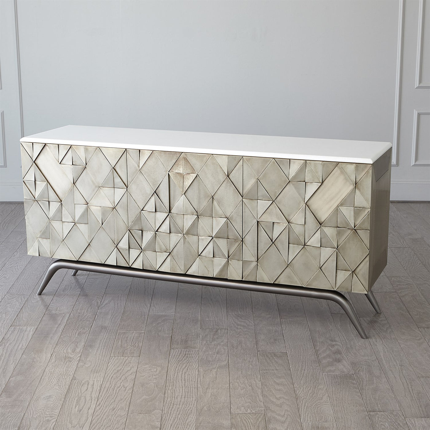 TRIANGLE CABINET-SILVER by Global Views