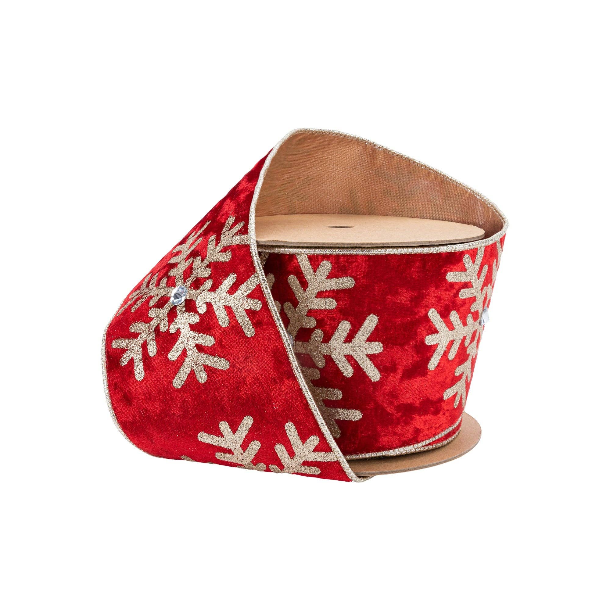 Wired Velvet Glitter Snowflake Jewel Ribbon 10yd