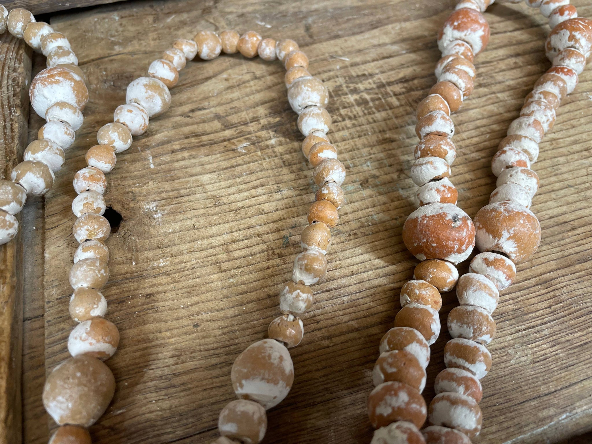 Trinity Clay Rosary 14-18 inch-White Washed