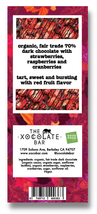 Very Berry Bar - Organic fair trade vegan dark chocolate