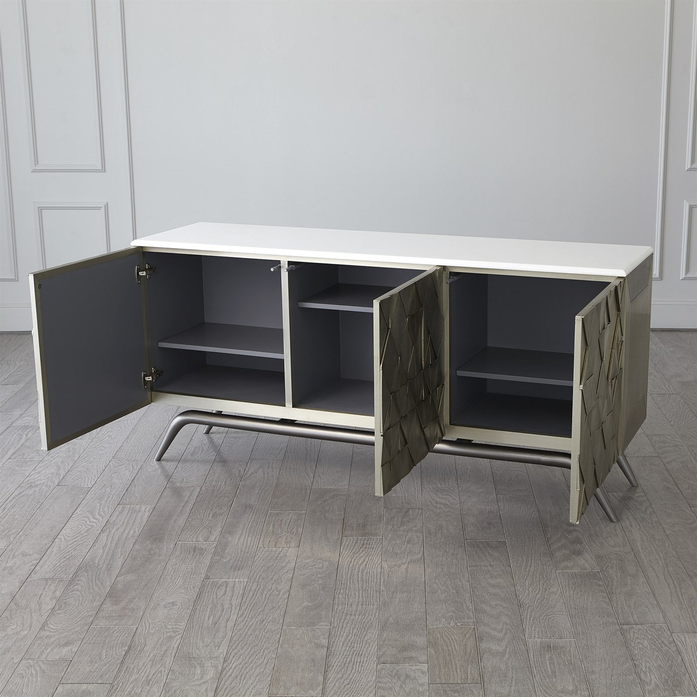 TRIANGLE CABINET-SILVER by Global Views