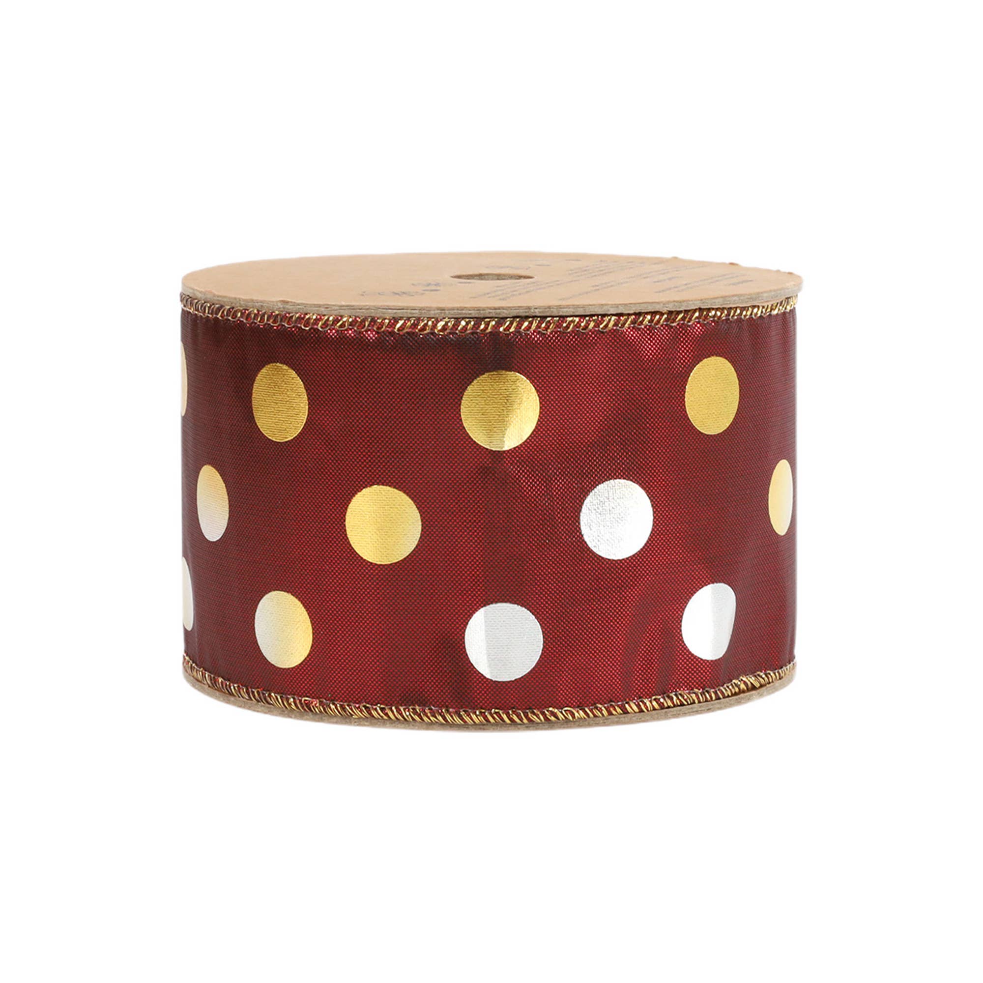 2 1/2" Holiday Wired Ribbon | Rust Lame w/ Metallic Dot | 10 Yard Roll