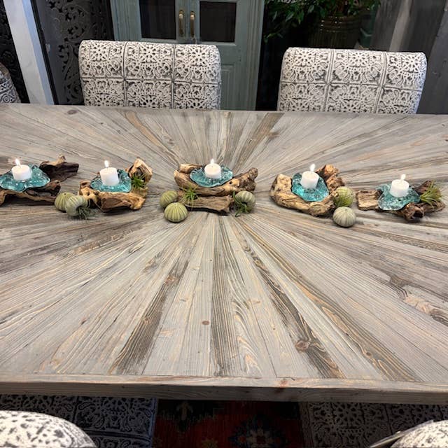 Votive/Candle Holder Driftwood & Glass *