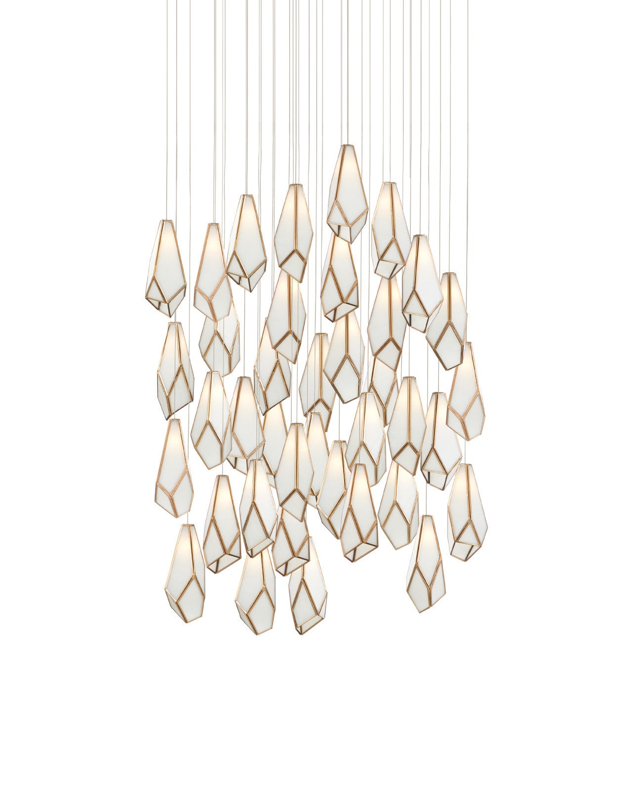 Glace White 36-Light Round Multi-Drop Pendant by Currey & Co.
