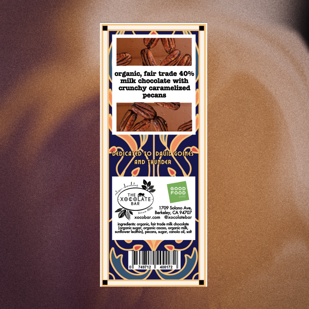 Praline Pecan Bar - Organic Fair Trade Milk Chocolate *