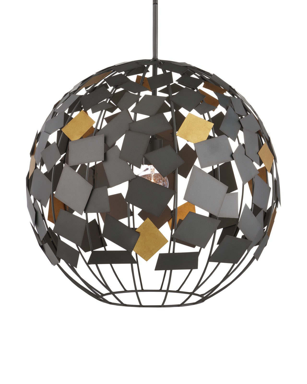 Moon Night Gray & Gold Orb Chandelier by Currey & Co. *