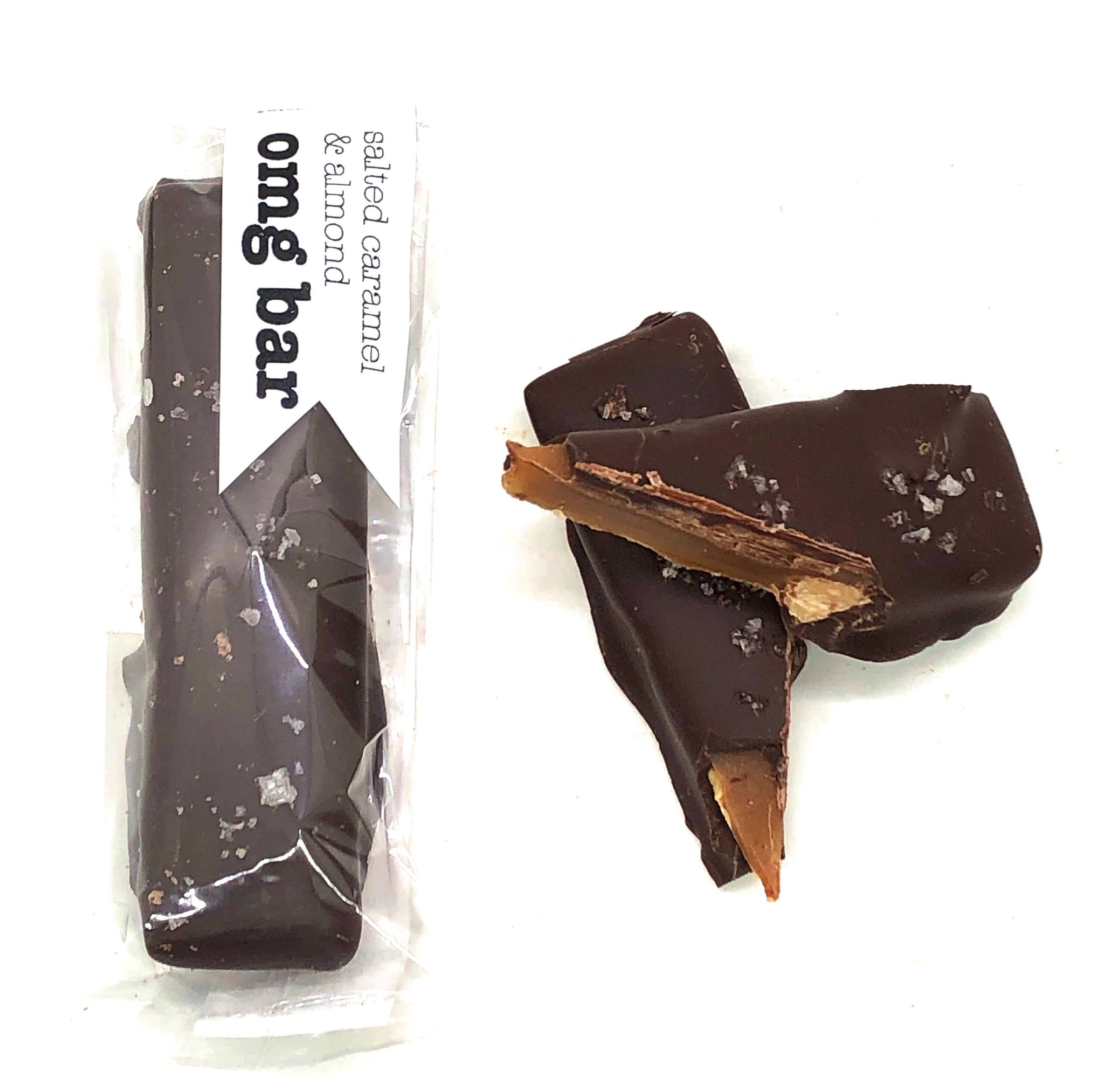 OMG Bar - Organic fair trade dark chocolate, caramel, almond