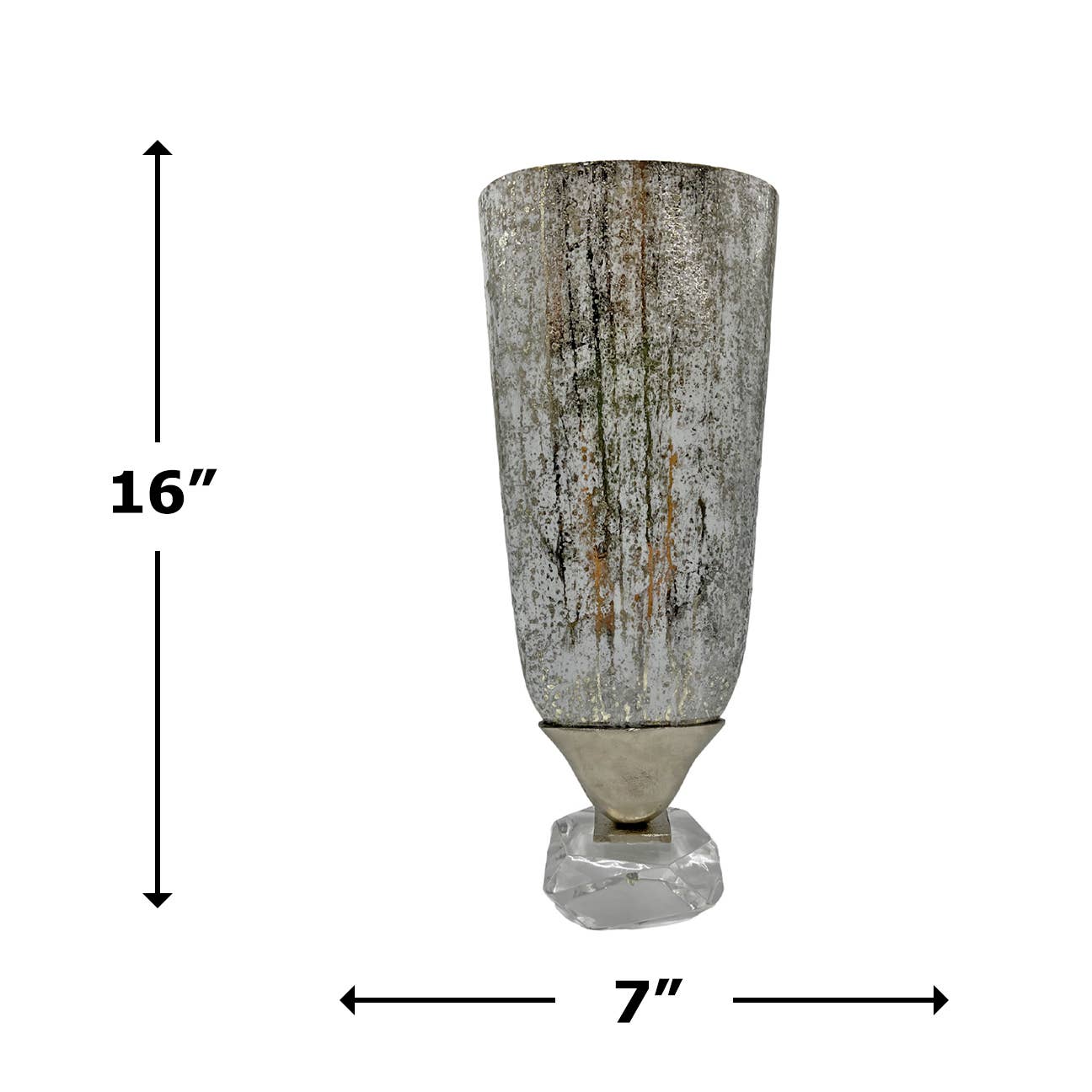 16" Decorative Modern Handmade Aluminum Glass Flower Vase