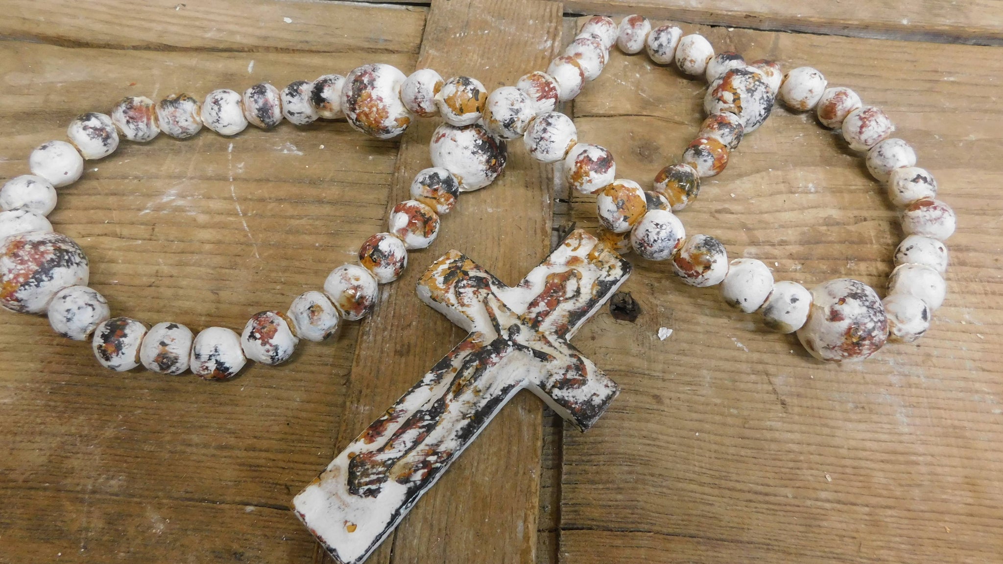Trinity Clay Rosary 17-23 inches-Shabby White