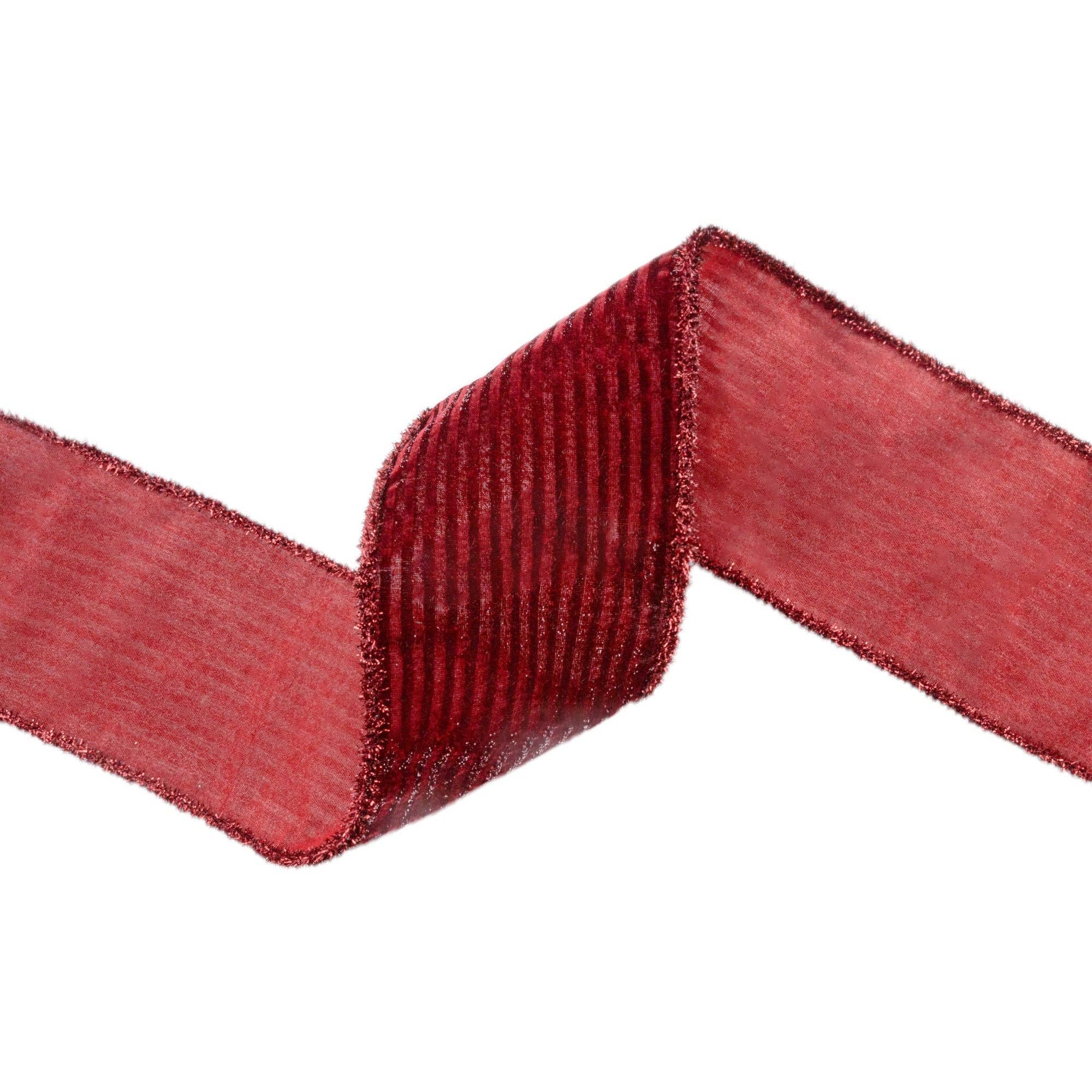 Wired Velvet Ribbon with Tinsel Edging, 10 Yard Roll