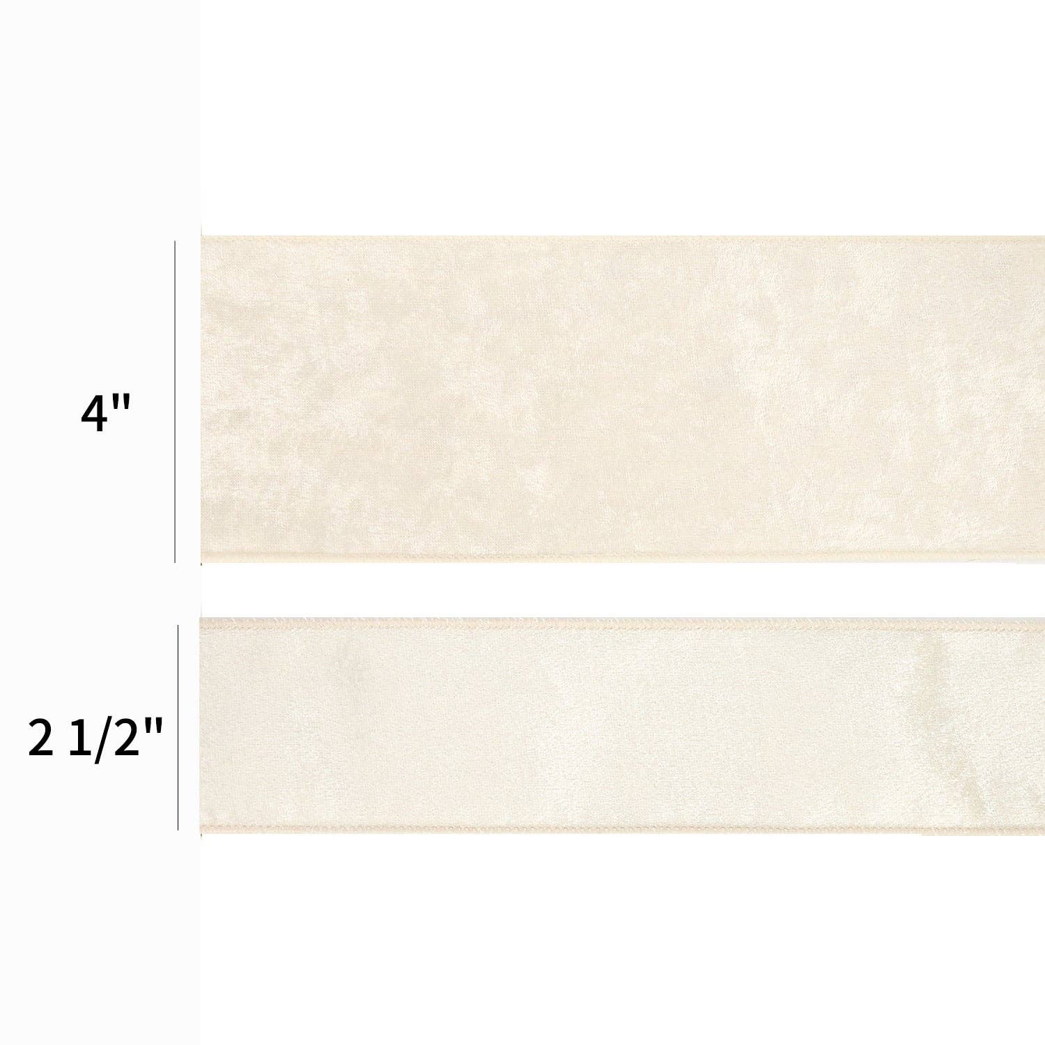 4" Reversible Velvet/Lurex Wired Ribbon | Ivory/Gold | Ammons Home Decor