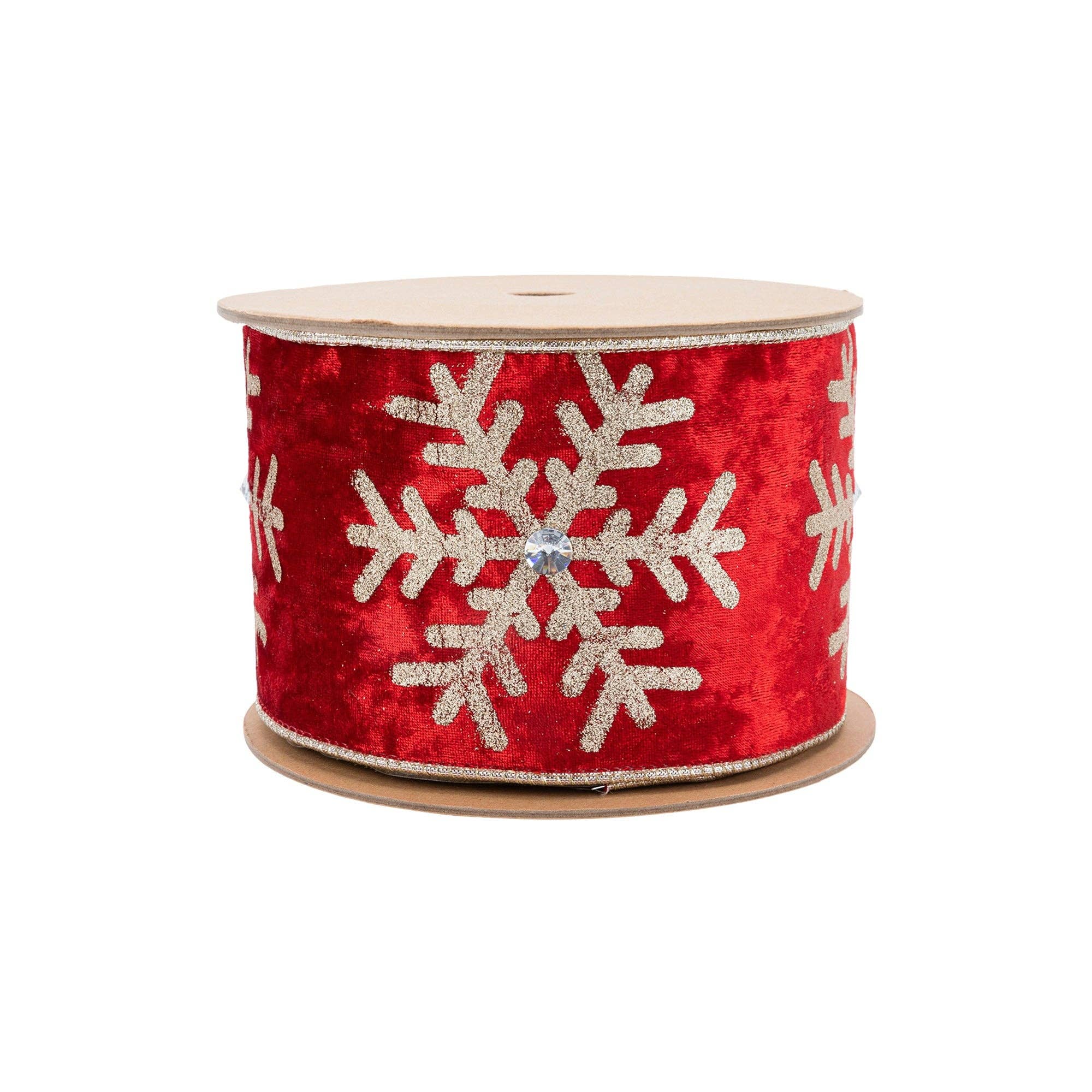 Wired Velvet Glitter Snowflake Jewel Ribbon 10yd